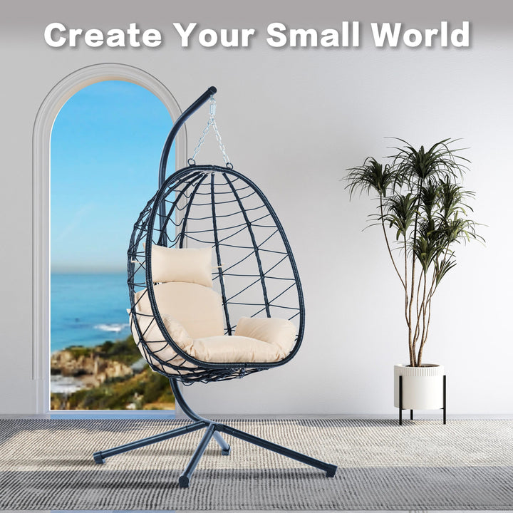Hanging Egg Chair with Stand Indoor Outdoor Swing Chair GH Modern Living