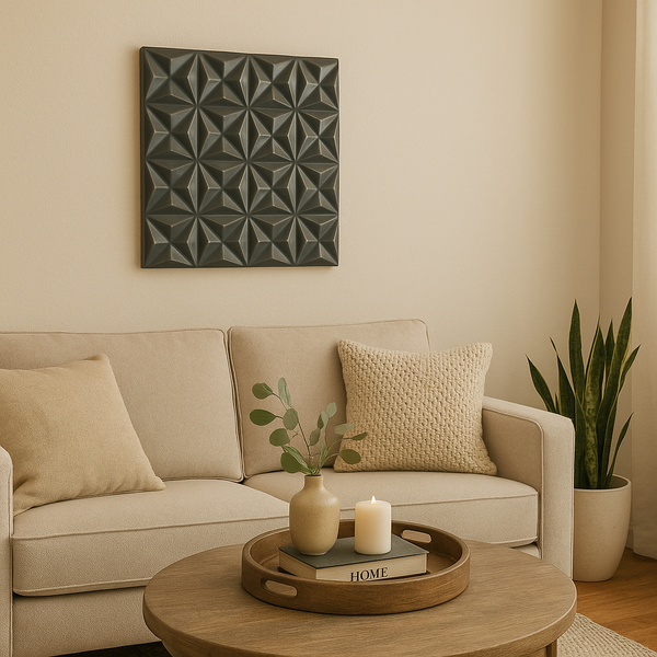 Black Square Shape Handcrafted MDF Wall Decor – 16'x16' Elegant Home Accent GH Modern Living