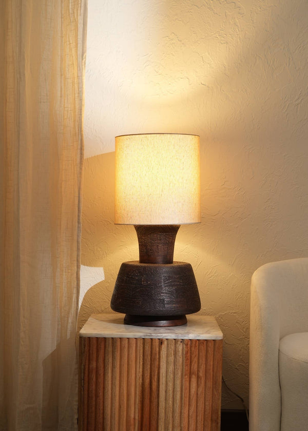 Handcrafted Artisanal  Decorative Table Lamp with Wooden BaseFor Living Room-Bedroom-Home Decor-Tabletop-13X13X26.5' GH Modern Living