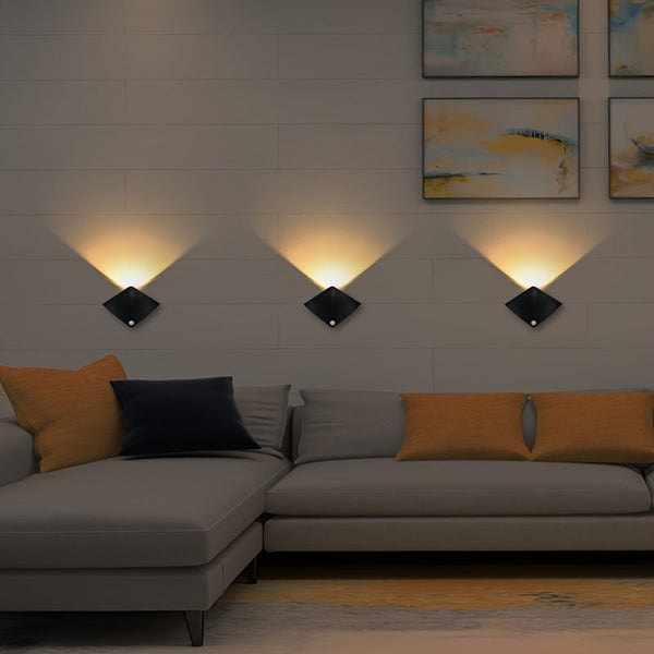 Human Sensing Uplight Wall Lamp – Battery-Powered Freestanding Modern Decor with Brushed Finish Champagne Apollo