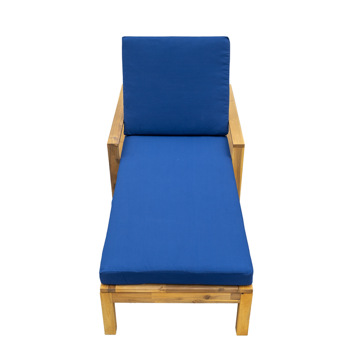 Adjustable Acacia Wood Outdoor Lounge Chair with Cushion – 3-Position Recliner, Natural Finish, Weather-Resistant Patio Seating for Garden, Balcony, or Poolside Sangria Beech
