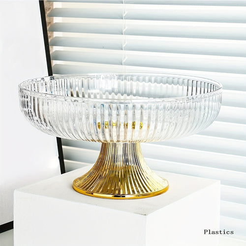 Elegant Gold-Trimmed Acrylic Fruit Bowl – Lightweight, Durable & Stylish Centerpiece for Home Decor Champagne Apollo