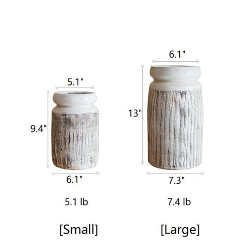 Handmade Ceramic Vase with Textured Finish – Small & Large Sizes, White & Brown Mixed Colors Sangria Uranus