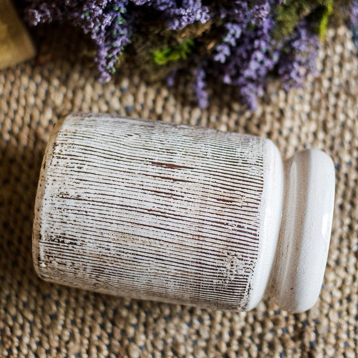Handmade Ceramic Vase with Textured Finish – Small & Large Sizes, White & Brown Mixed Colors Sangria Uranus