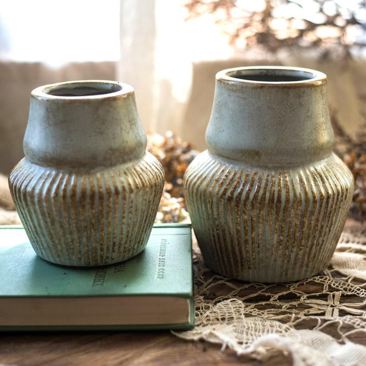 Handmade Ceramic Vase – Textured Pottery Vase with Glazed Finish, Light Blue & Turquoise (Small or Large) Sangria Uranus