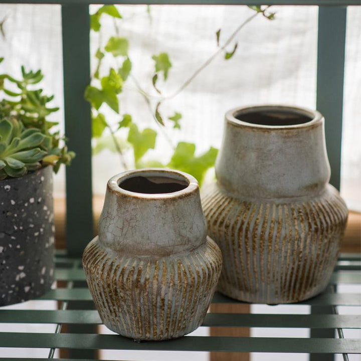 Handmade Ceramic Vase – Textured Pottery Vase with Glazed Finish, Light Blue & Turquoise (Small or Large) Sangria Uranus