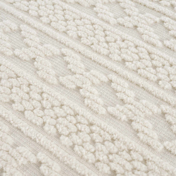 Fadey Washable Area Rug – Beige & Ivory High-Low Trellis Design, Machine Woven Medium Pile, Boho & Transitional Style Champagne Themis