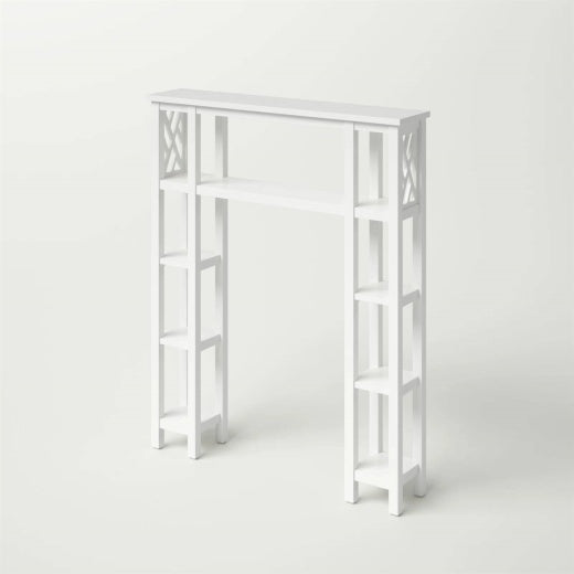 Over-the-Toilet Bathroom Shelving Unit with 9 White Wood Shelves – Space-Saving Freestanding Storage Organizer Yellow Crius