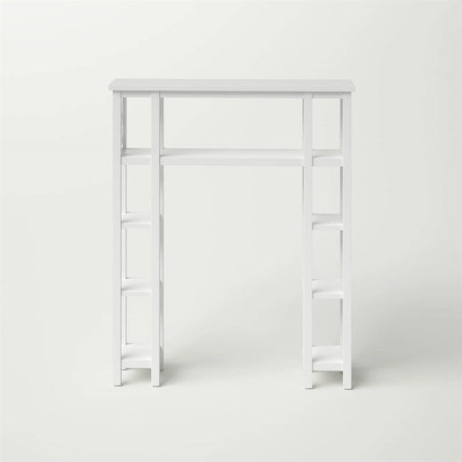 Over-the-Toilet Bathroom Shelving Unit with 9 White Wood Shelves – Space-Saving Freestanding Storage Organizer Yellow Crius
