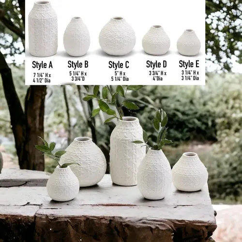 Embossed Cane Webbing Ceramic Vases – Modern Decorative Accent, Assorted Sizes Cerise Thalassa
