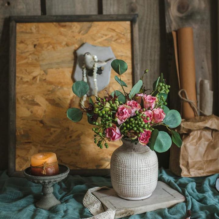 Handmade Ceramic Vase with Textured Finish – Small & Large Sizes in White, Tan & Mixed Colors Sangria Uranus